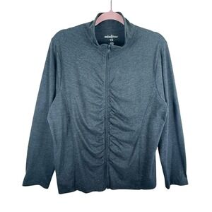 Mix & Co Dark Gray Cotton Blend Long Sleeve Full Zip Lightweight Jacket Size 1X